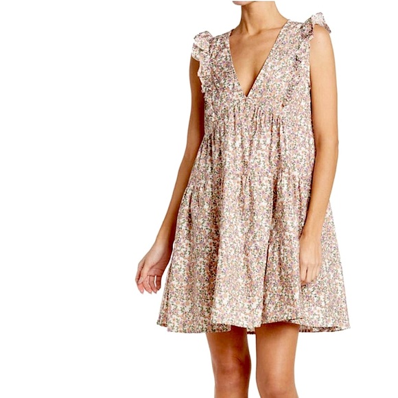know one cares Dresses & Skirts - NWOT- KNOW ONE CARES- Ditsy Floral Cotton Prairie Dress in color lavender peach